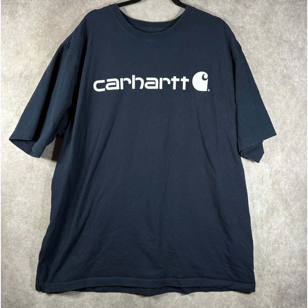 Carhartt T-Shirt Men XL Blue Graphic Original Fit K195 Short Sleeve Logo Work